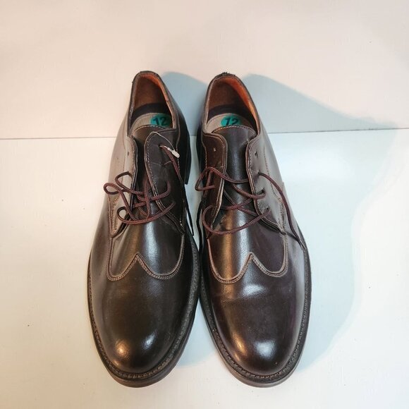 Allen Solly Brogues Wing Tip Brown Leather Made In Mexico Dress Shoes Size 12M - Picture 4 of 10